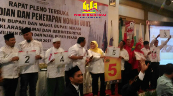 Pengundian nomor lima pasang calon bupati dan wakil bupati Kabupaten Bekasi.[BEN]
