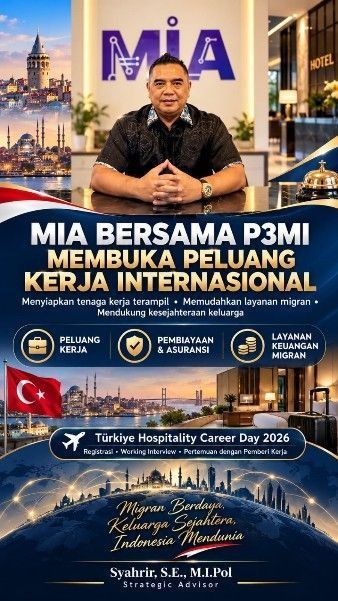 Spanduk acara Türkiye Hospitality Career Day 2026 yang digelar oleh MIA dan P3MI