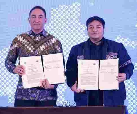 Penandatanganan nota kesepahaman MoU antara Polri dan GEKRAFS di puncak HEKRAFNAS 2026 Jakarta