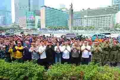 Kapolres Metro Jakarta Pusat Kombes Pol Reynold E.P. Hutagalung saat Deklarasi Sumpah Pemuda 2026 di HI
